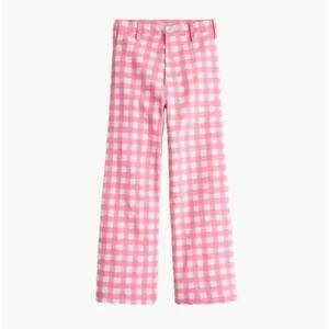 SZ Blockprints M J. Crew Pink Gingham wide leg Disco pants